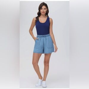 Drawstring Denim Shorts